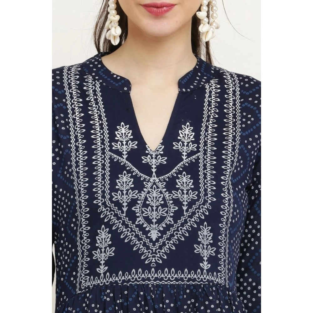 Blue rayon kurti for women — side angle