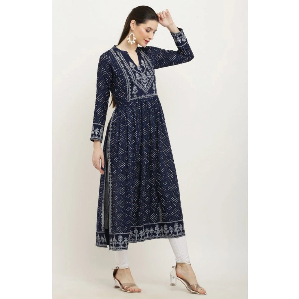 Blue rayon kurti for women — full look