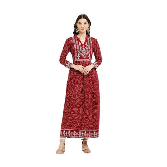 Maroon rayon kurti for women — front view