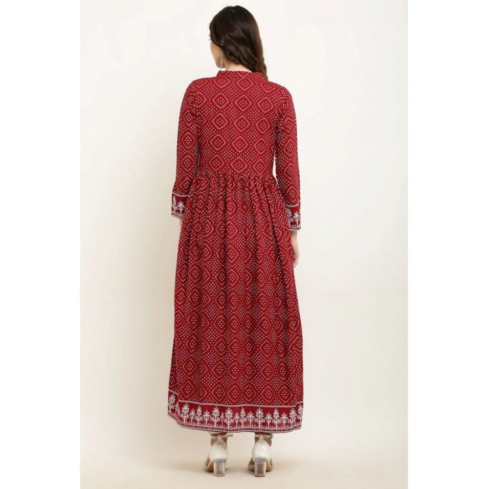 Maroon rayon kurti for women — detail view