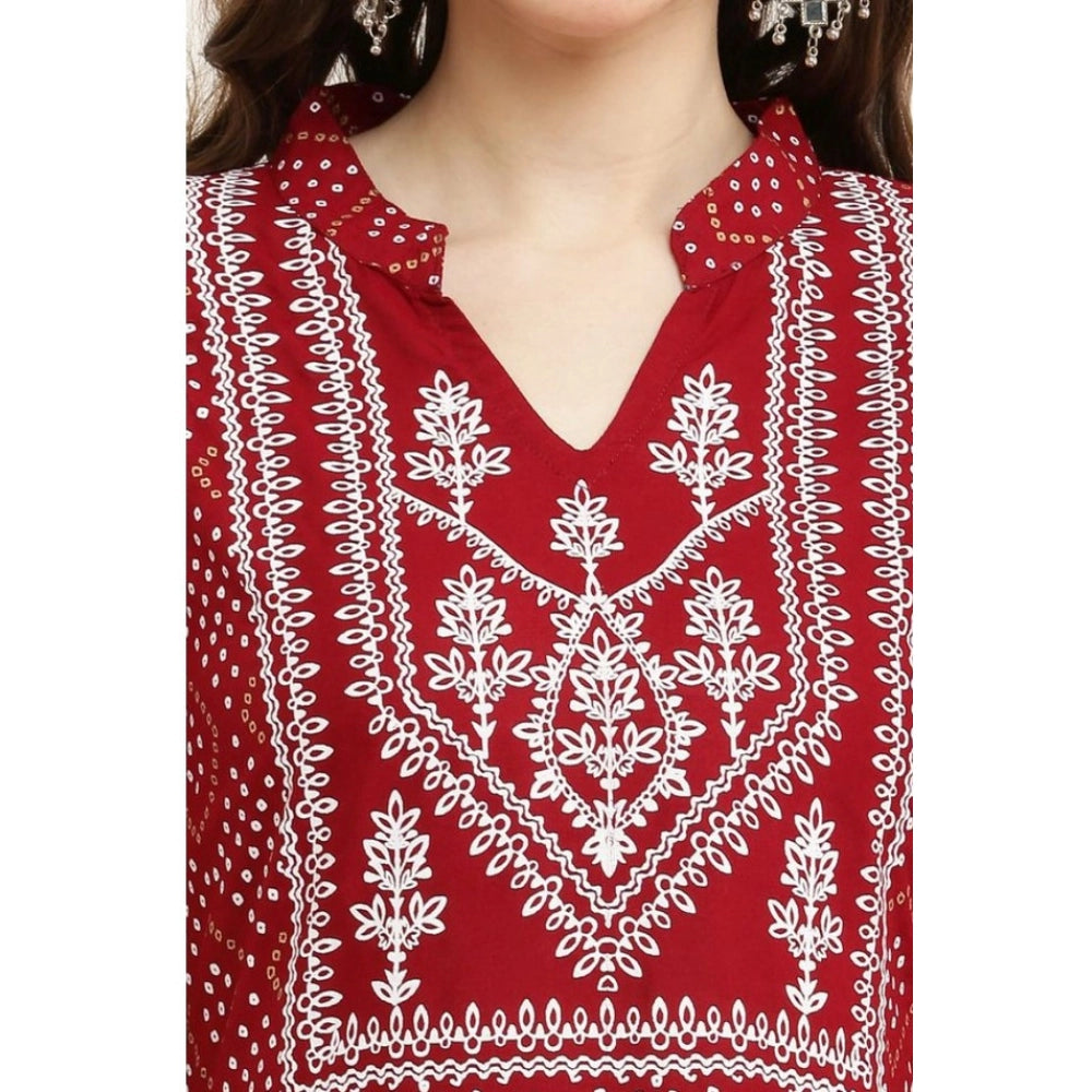 Maroon rayon kurti for women — side angle