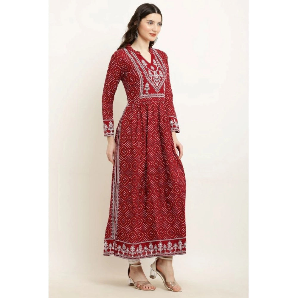 Maroon rayon kurti for women — full look